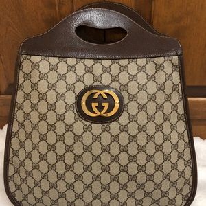 Vintage Gucci punch handle logo tote
